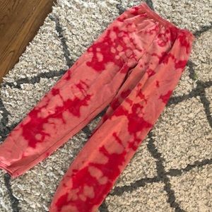 Red tie dye joggers